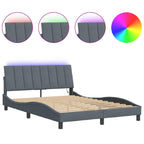 Bed Frame with LED without Mattress "Hanko" Dark Grey 140x200 cm Velvet