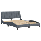 Bed Frame with LED without Mattress "Hanko" Dark Grey 140x200 cm Velvet