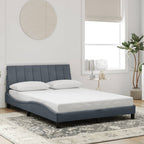 Bed Frame with LED without Mattress "Hanko" Dark Grey 140x200 cm Velvet