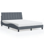 Bed Frame with LED without Mattress "Hanko" Dark Grey 140x200 cm Velvet