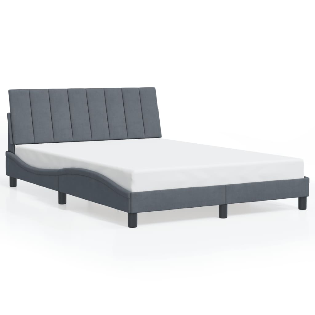 Bed Frame with LED without Mattress "Hanko" Dark Grey 140x200 cm Velvet