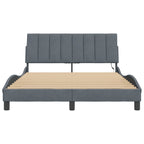 Bed Frame with LED without Mattress "Hanko" Dark Grey 140x200 cm Velvet