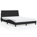Bed Frame with LED without Mattress "Hanko" Black 140x200 cm Velvet