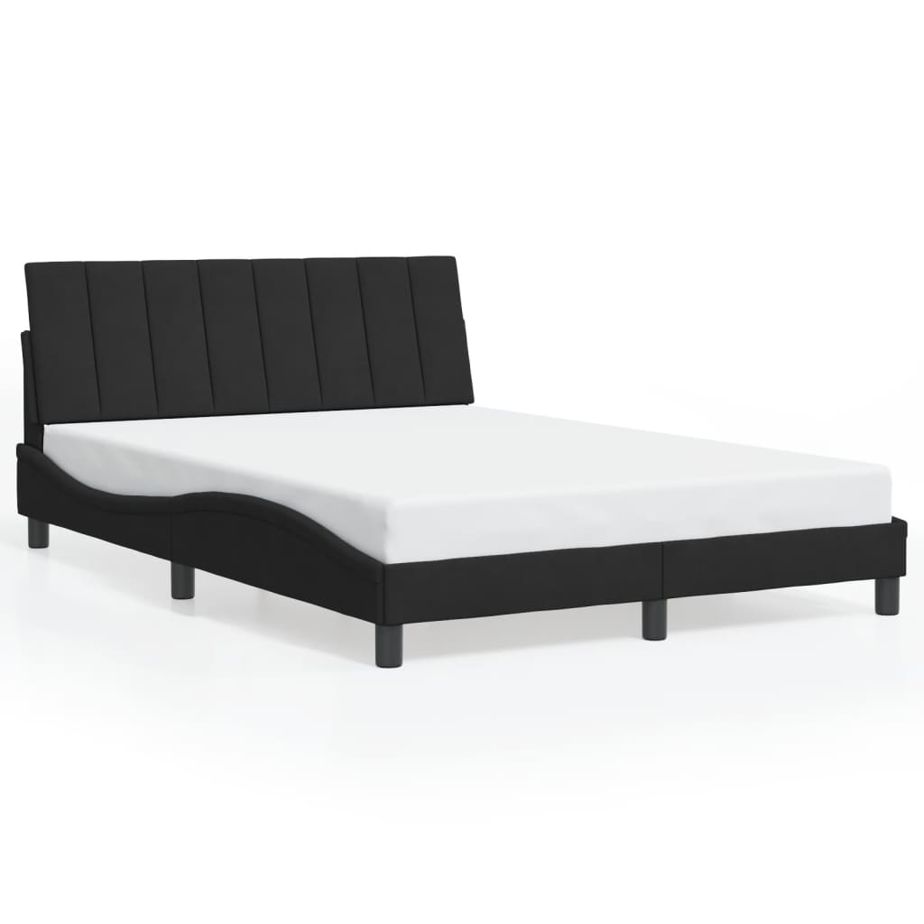 Bed Frame with LED without Mattress "Hanko" Black 140x200 cm Velvet