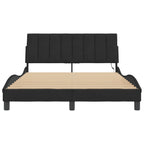 Bed Frame with LED without Mattress "Hanko" Black 140x200 cm Velvet