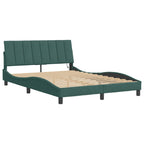 Bed Frame with LED without Mattress "Hanko" Dark Green 140x200 cm Velvet