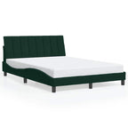 Bed Frame with LED without Mattress "Hanko" Dark Green 140x200 cm Velvet
