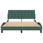 Bed Frame with LED without Mattress "Hanko" Dark Green 140x200 cm Velvet