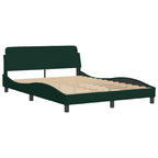 Bed Frame with LED without Mattress "Hanko" Dark Green 140x200 cm Velvet