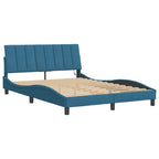 Bed Frame with LED without Mattress "Hanko" Blue 140x200 cm Velvet