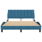 Bed Frame with LED without Mattress "Hanko" Blue 140x200 cm Velvet