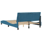 Bed Frame with LED without Mattress "Hanko" Blue 140x200 cm Velvet