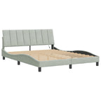 Bed Frame with LED without Mattress "Hanko" Light Grey 160x200 cm Velvet