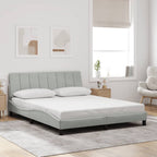 Bed Frame with LED without Mattress "Hanko" Light Grey 160x200 cm Velvet