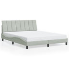 Bed Frame with LED without Mattress "Hanko" Light Grey 160x200 cm Velvet