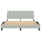 Bed Frame with LED without Mattress "Hanko" Light Grey 160x200 cm Velvet
