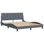 Bed Frame with LED without Mattress "Hanko" Dark Grey 160x200 cm Velvet