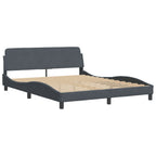 Bed Frame with LED without Mattress "Hanko" Dark Grey 160x200 cm Velvet