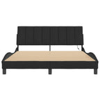 Bed Frame with LED without Mattress "Hanko" Black 160x200 cm Velvet