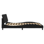 Bed Frame with LED without Mattress "Hanko" Black 160x200 cm Velvet