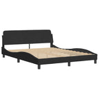 Bed Frame with LED without Mattress "Hanko" Black 160x200 cm Velvet