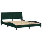 Bed Frame with LED without Mattress "Hanko" Dark Green 160x200 cm Velvet