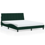Bed Frame with LED without Mattress "Hanko" Dark Green 160x200 cm Velvet