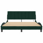 Bed Frame with LED without Mattress "Hanko" Dark Green 160x200 cm Velvet