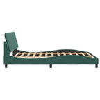 Bed Frame with LED without Mattress "Hanko" Dark Green 160x200 cm Velvet