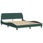 Bed Frame with LED without Mattress "Hanko" Dark Green 160x200 cm Velvet