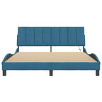 Bed Frame with LED without Mattress "Hanko" Blue 160x200 cm Velvet