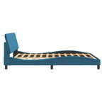 Bed Frame with LED without Mattress "Hanko" Blue 160x200 cm Velvet