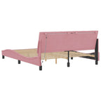 Bed Frame with LED without Mattress "Hanko" Pink 160x200 cm Velvet