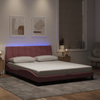 Bed Frame with LED without Mattress "Hanko" Pink 160x200 cm Velvet