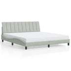 Bed Frame with LED without Mattress "Hanko" Light Grey 180x200 cm Velvet