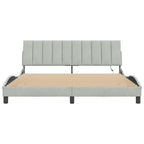 Bed Frame with LED without Mattress "Hanko" Light Grey 180x200 cm Velvet