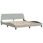 Bed Frame with LED without Mattress "Hanko" Light Grey 180x200 cm Velvet