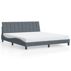 Bed Frame with LED without Mattress "Hanko" Dark Grey 180x200 cm Velvet