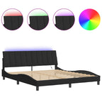 Bed Frame with LED without Mattress "Hanko" Black 180x200 cm Velvet