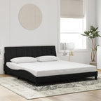 Bed Frame with LED without Mattress "Hanko" Black 180x200 cm Velvet