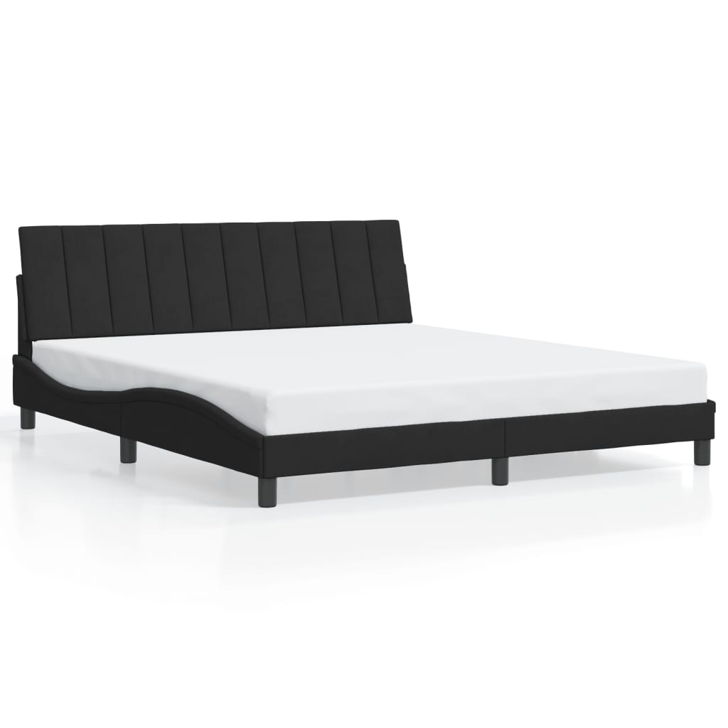 Bed Frame with LED without Mattress "Hanko" Black 180x200 cm Velvet