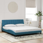 Bed Frame with LED without Mattress "Hanko" Blue 180x200 cm Velvet