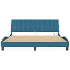 Bed Frame with LED without Mattress "Hanko" Blue 180x200 cm Velvet