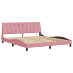 Bed Frame with LED without Mattress "Hanko" Pink 180x200 cm Velvet