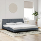 Bed Frame with LED without Mattress "Hanko" Dark Grey 200x200 cm Velvet