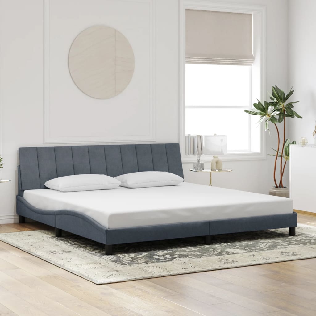 Bed Frame with LED without Mattress "Hanko" Dark Grey 200x200 cm Velvet
