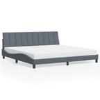 Bed Frame with LED without Mattress "Hanko" Dark Grey 200x200 cm Velvet