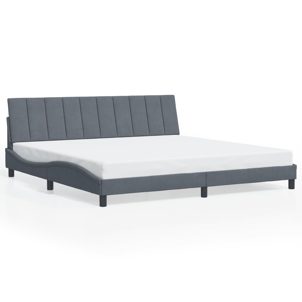 Bed Frame with LED without Mattress "Hanko" Dark Grey 200x200 cm Velvet