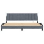 Bed Frame with LED without Mattress "Hanko" Dark Grey 200x200 cm Velvet