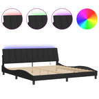 Bed Frame with LED without Mattress "Hanko" Black 200x200 cm Velvet